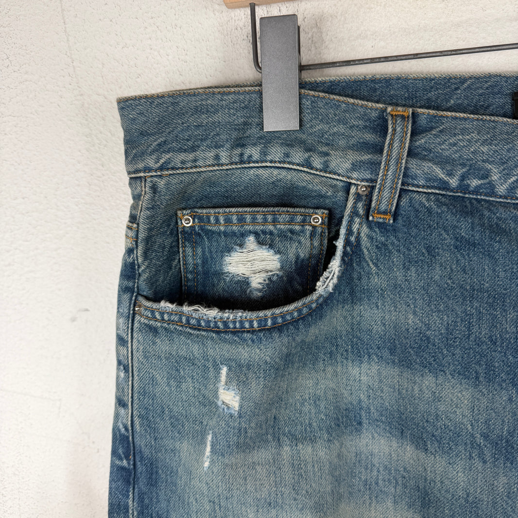 Amiri Wide Leg Distressed Jeans