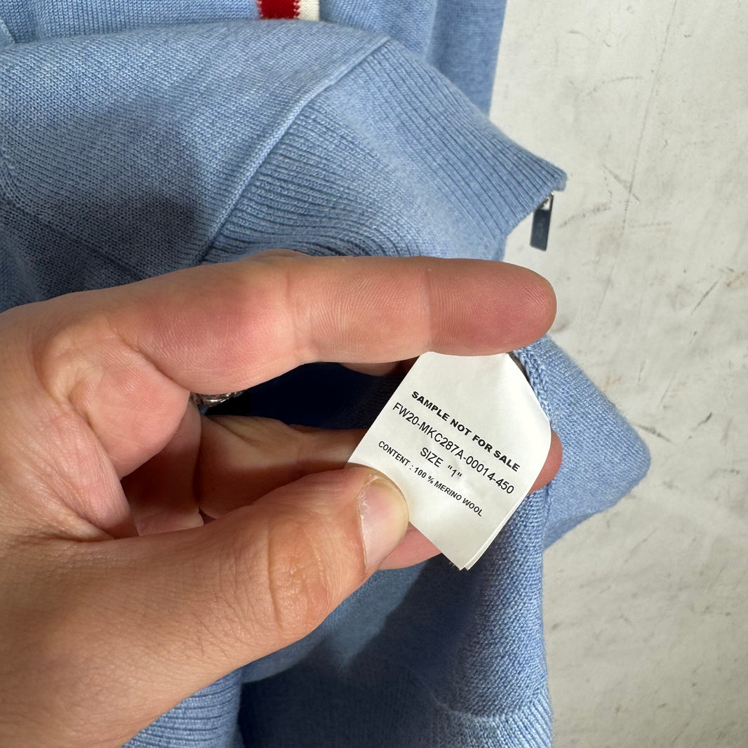 Thom Browne Blue Wool Striped Zip Hoodie