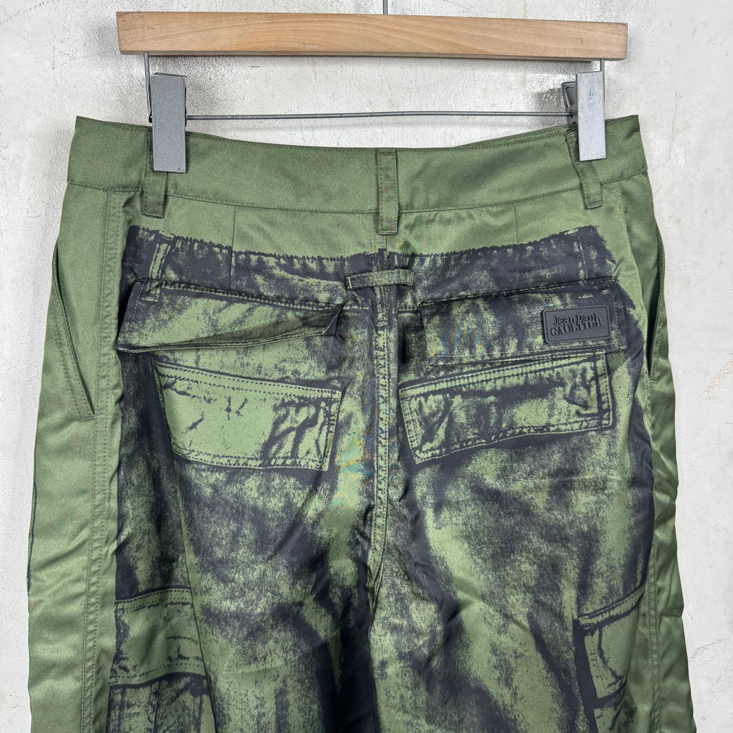 Jean Paul Gaultier Trompe-l'œil Green Nylon Cargo Pants