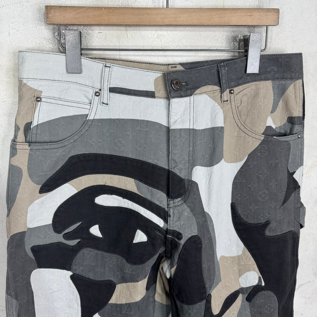 Louis Vuitton Kid Super Paneled Camo Monogram Jeans