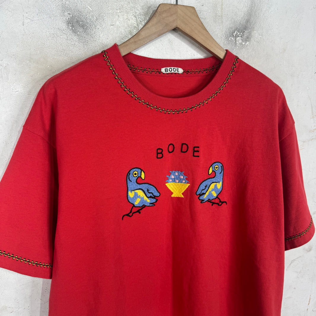 Bode Embroidered Birds T-Shirt