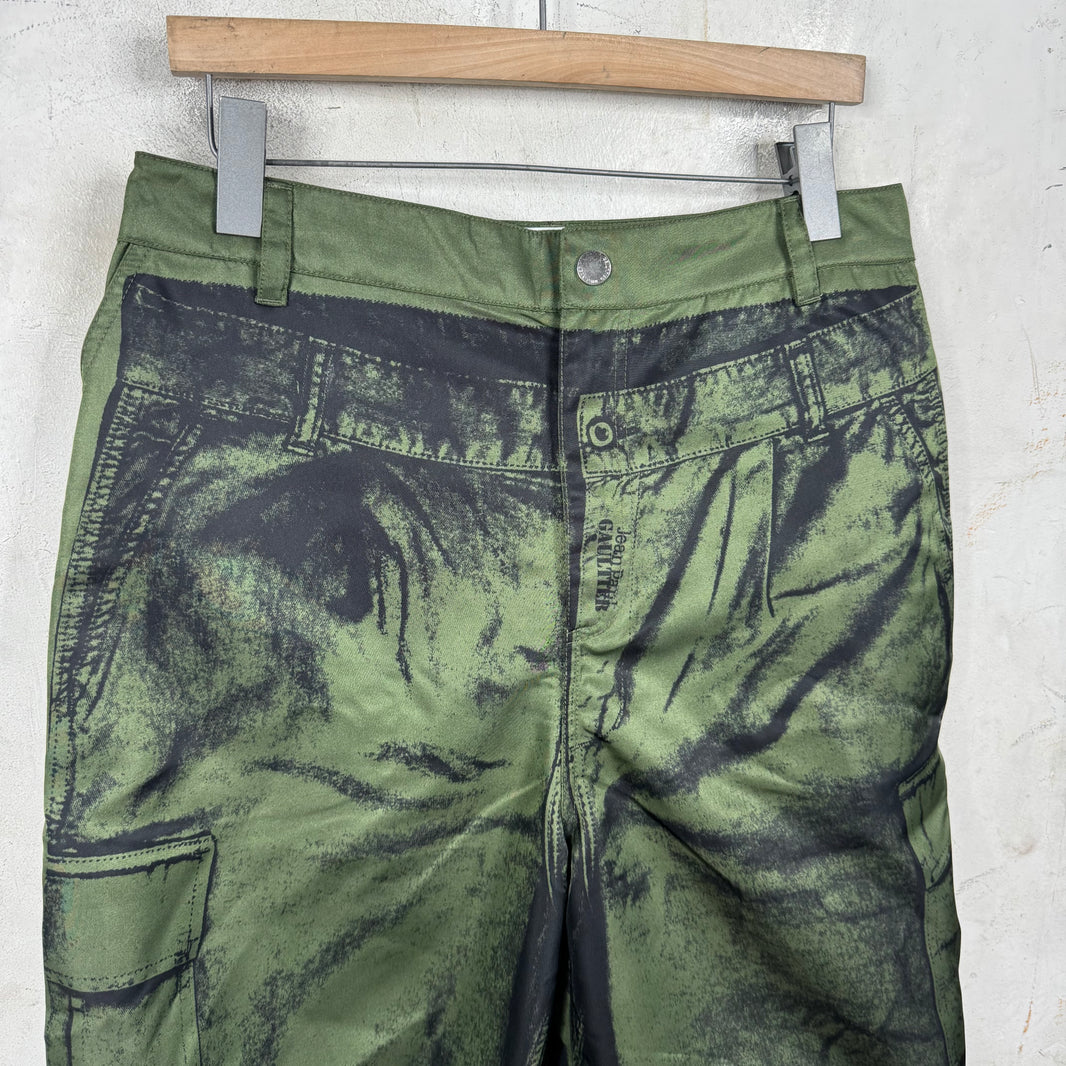 Jean Paul Gaultier Trompe-l'œil Green Nylon Cargo Pants