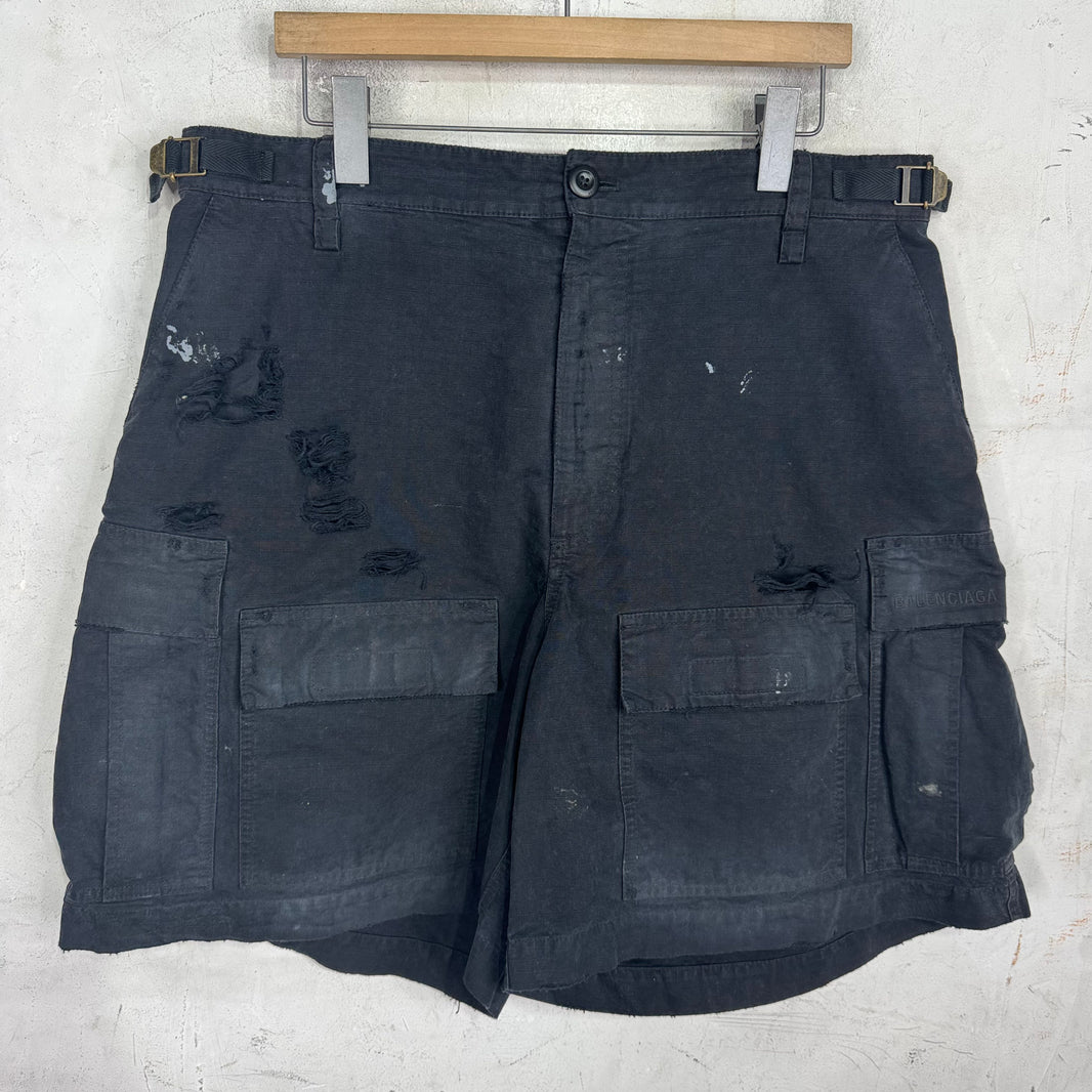 Balenciaga Ripstop Distressed Cargo Shorts