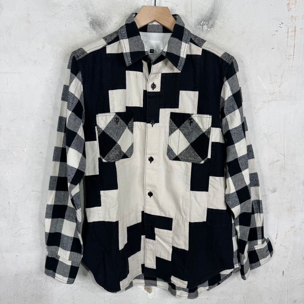 CDG Ganryu White/Black Patchwork Button Up