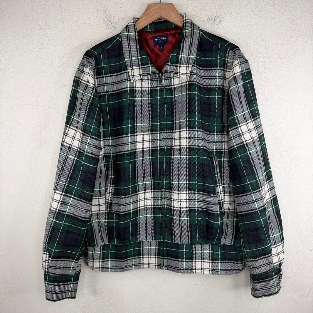 Noah Green Plaid Zip Jacket