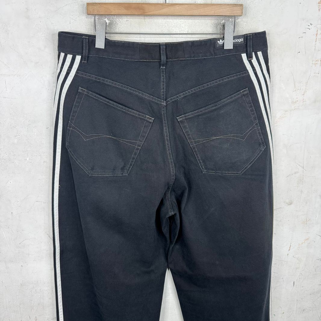 Balenciaga x Adidas Black 3 Stripe Denim
