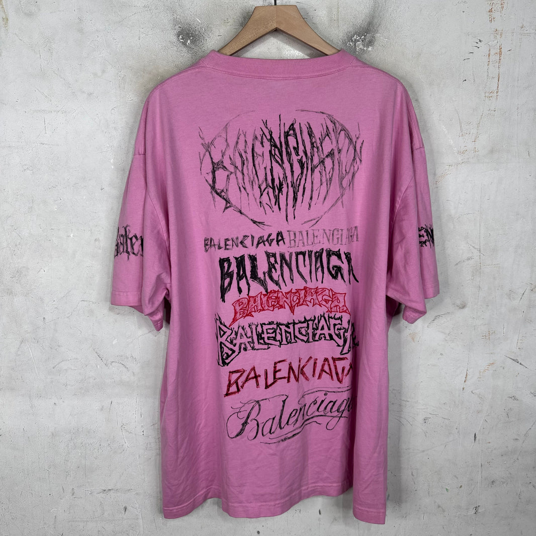 Balenciaga Multi Logo Stencil T-Shirt