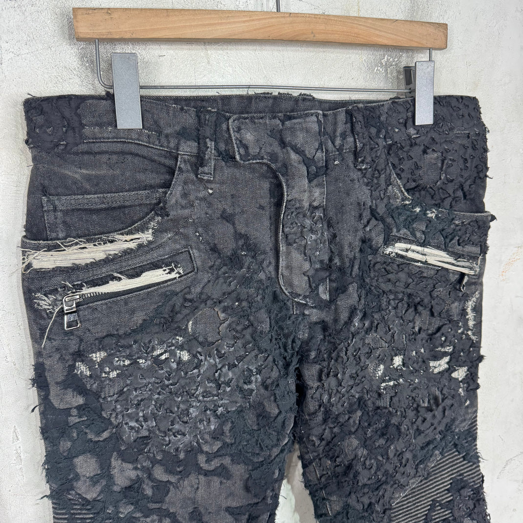 Balmain Custom Laced Boro Biker Jeans