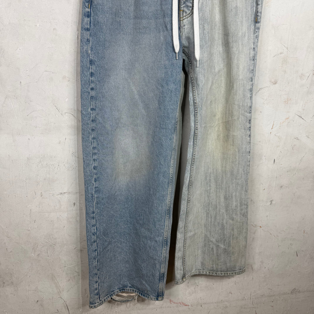 Balenciaga Light Wash Split Drawstring Jeans