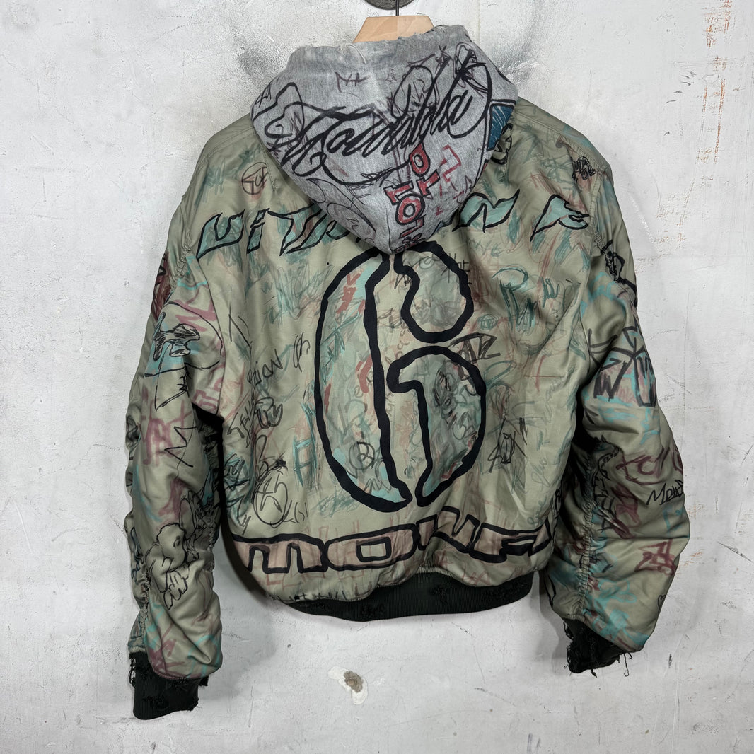 Mowalola Cropped Grafitti Bomber Jacket