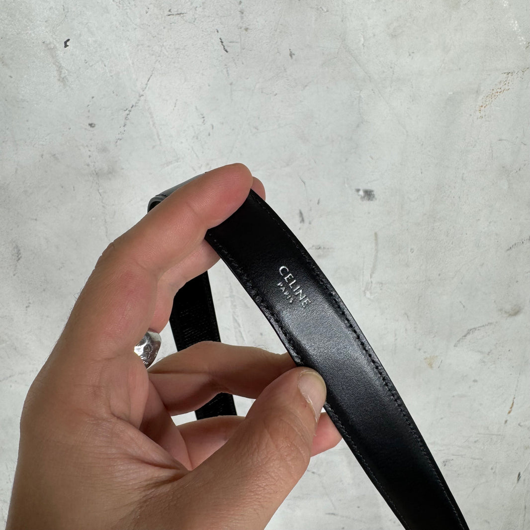 Celine Thin Black Pebbled Belt
