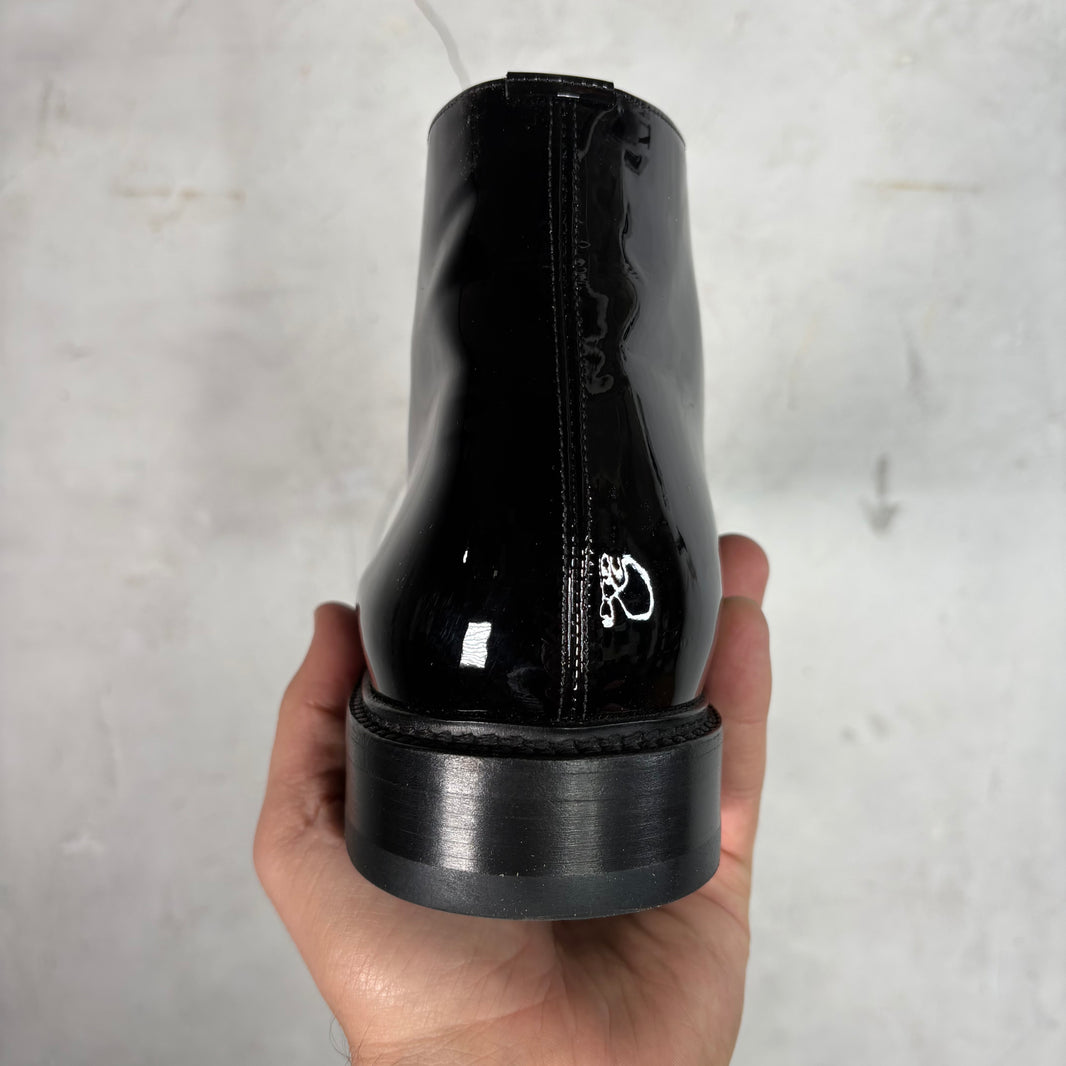 Saint Laurent Patent Leather Lace Up Boot