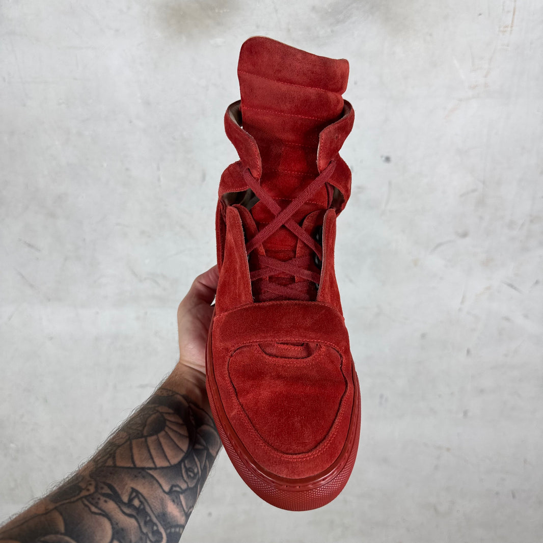 Giuliano Fujiwara Red Suede Skeleton Sneakers