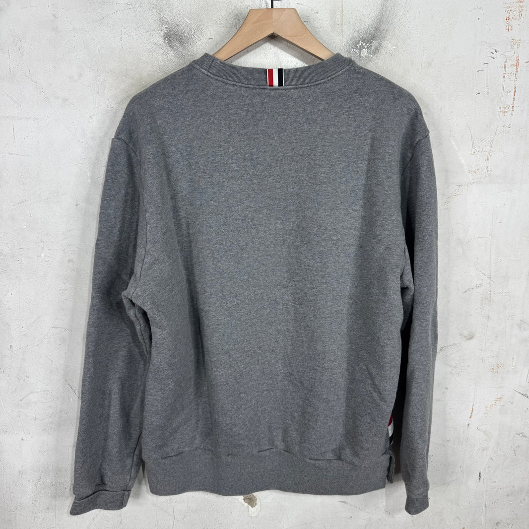 Thom Browne Grey Diagonal Striped Crewneck