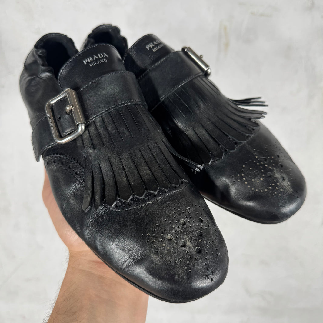 Prada Shuffle Fringed Monk Strap Shoes