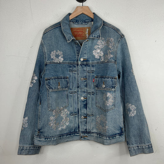 Denim Tears Blue Crystal Wreath Denim Jacket