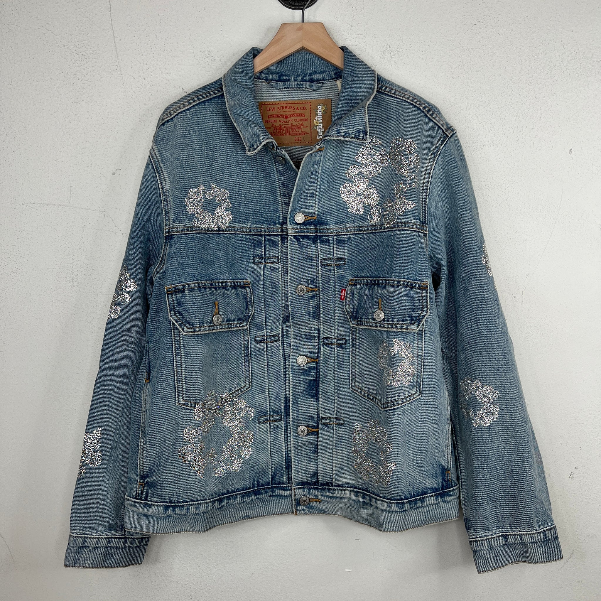 Denim Tears Blue Crystal Wreath Denim Jacket