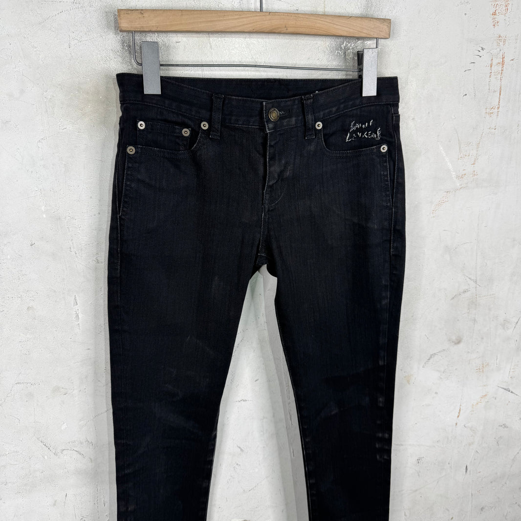 Saint Laurent Stitch Logo Black D01 Jeans