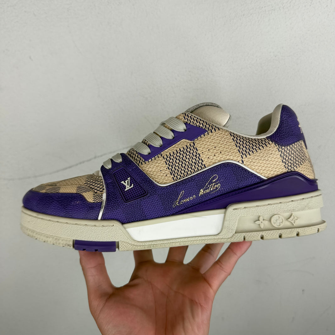 Louis Vuitton Purple/Cream Damier Trainers