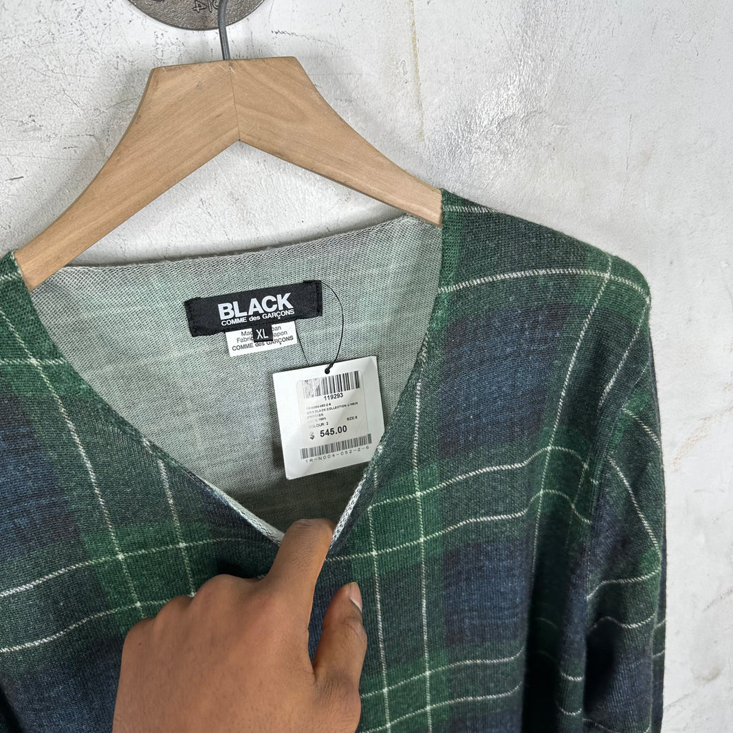 CDG Black Check Wool Sweater