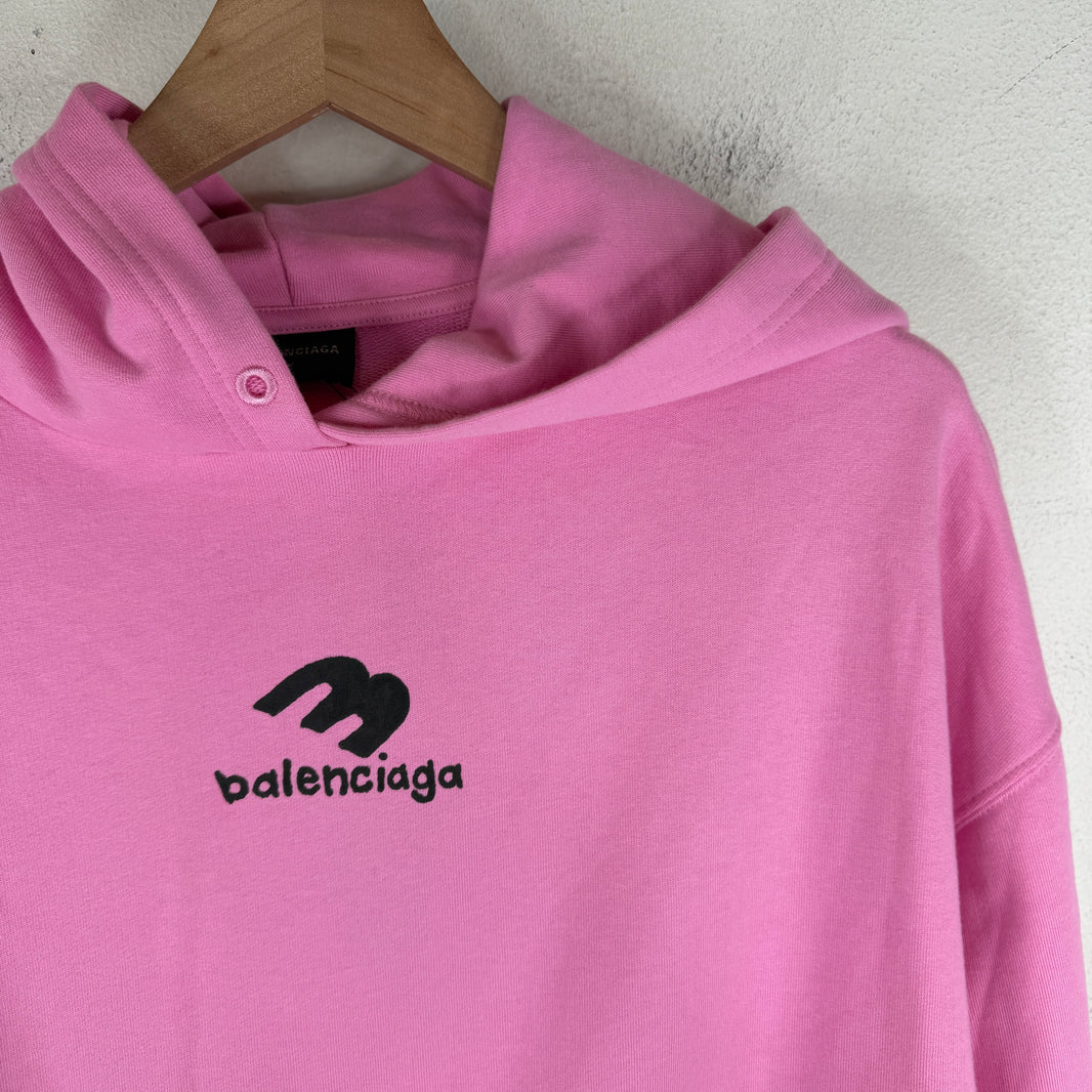 Balenciaga Pink Drawn 3B Logo Hoodie