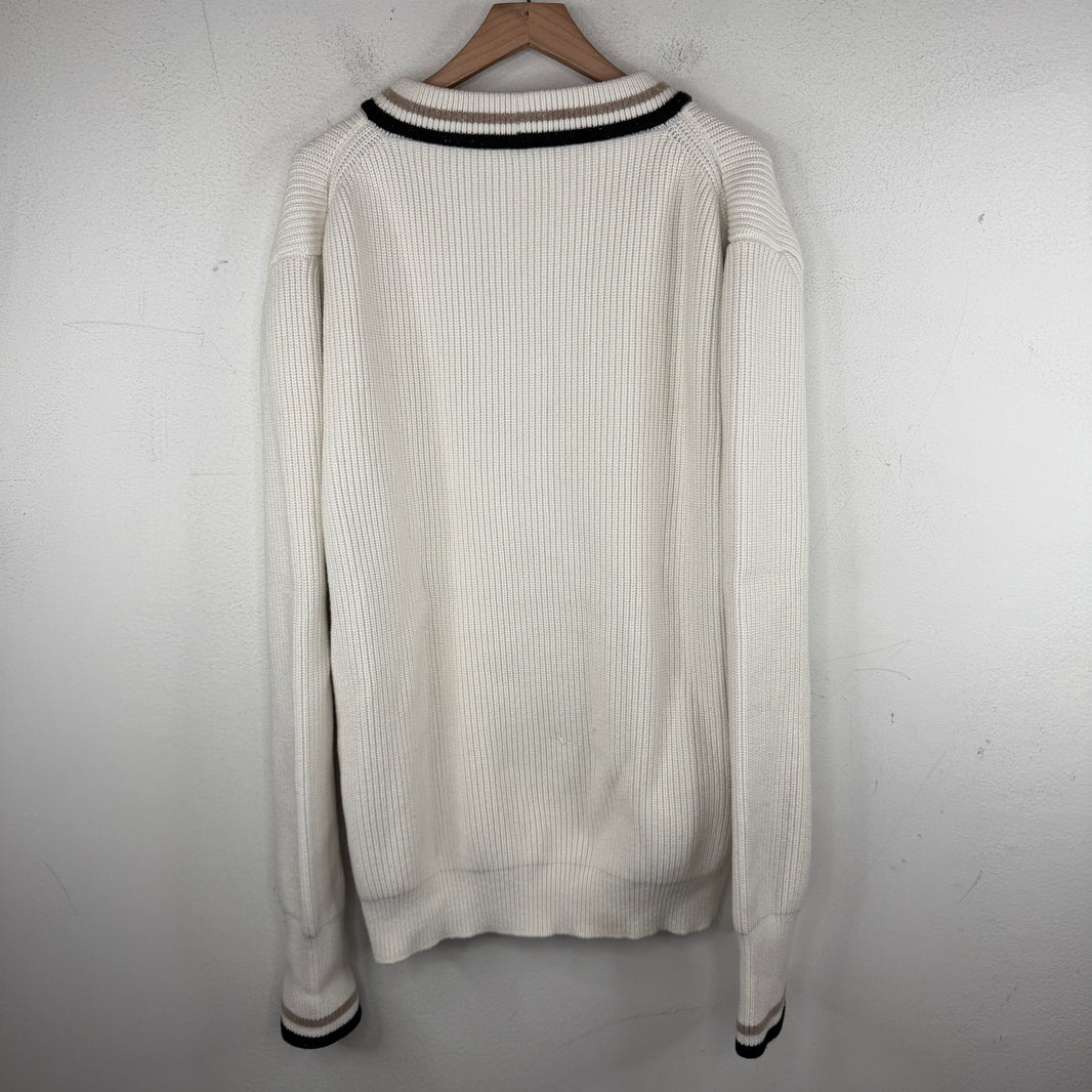 Louis Vuitton V Neck Cursive Logo Knit Sweater