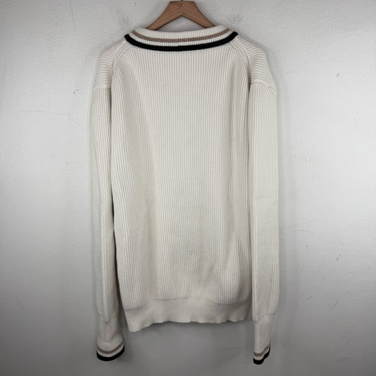 Louis Vuitton V Neck Cursive Logo Knit Sweater