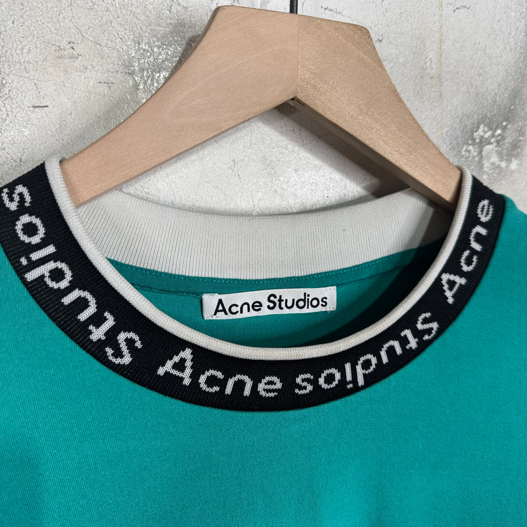 Acne Studios Teal Neck Logo T-Shirt