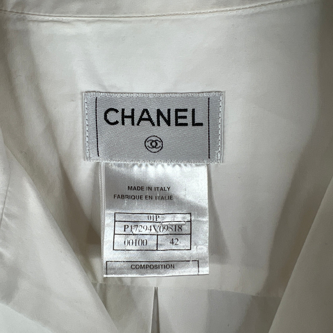 Chanel White Zip Up Thin Jacket
