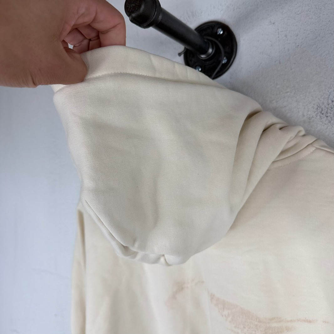 Balenciaga Cream Back Logo Zip-Up Hoodie