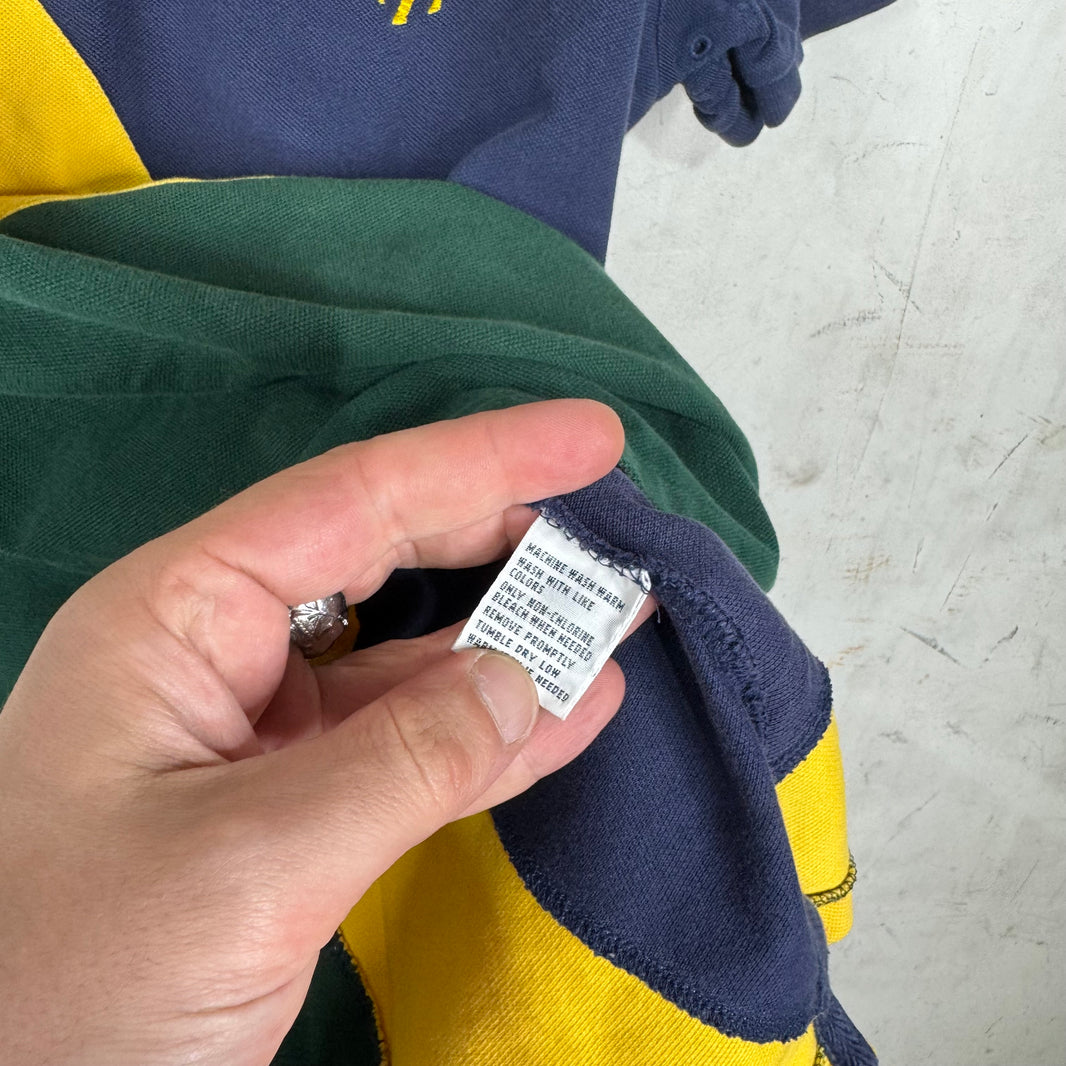 Ralph Lauren Tri Colored Paneled Yellow Big Pony Polo
