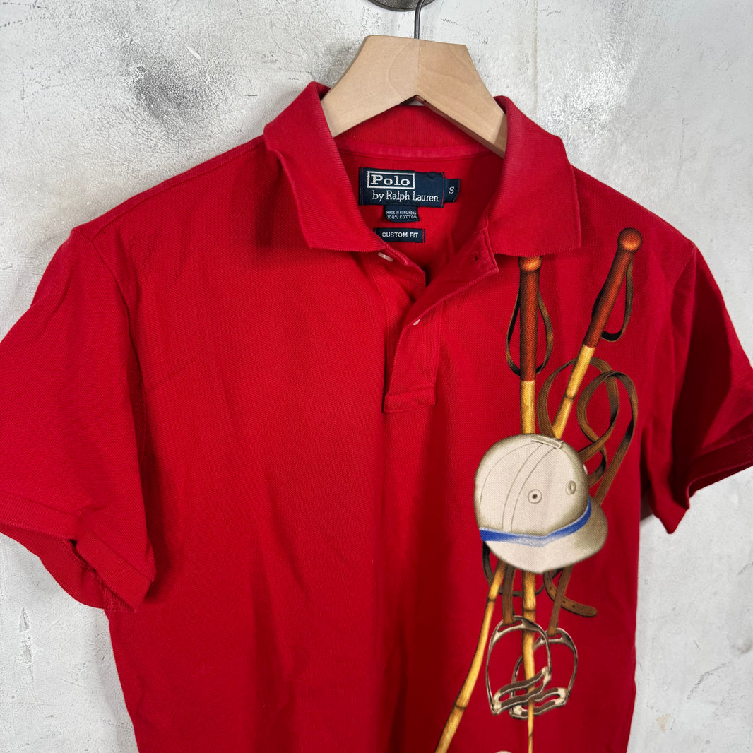 Ralph Lauren Red Printed Equipment Polo Shirt