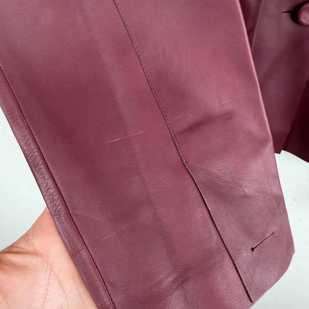 The Row Maroon Leather Shirt
