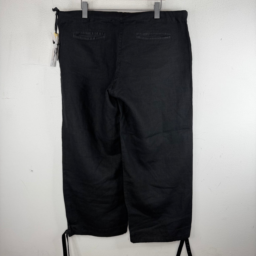 Greg Lauren Black Linen Wide Leg Trousers