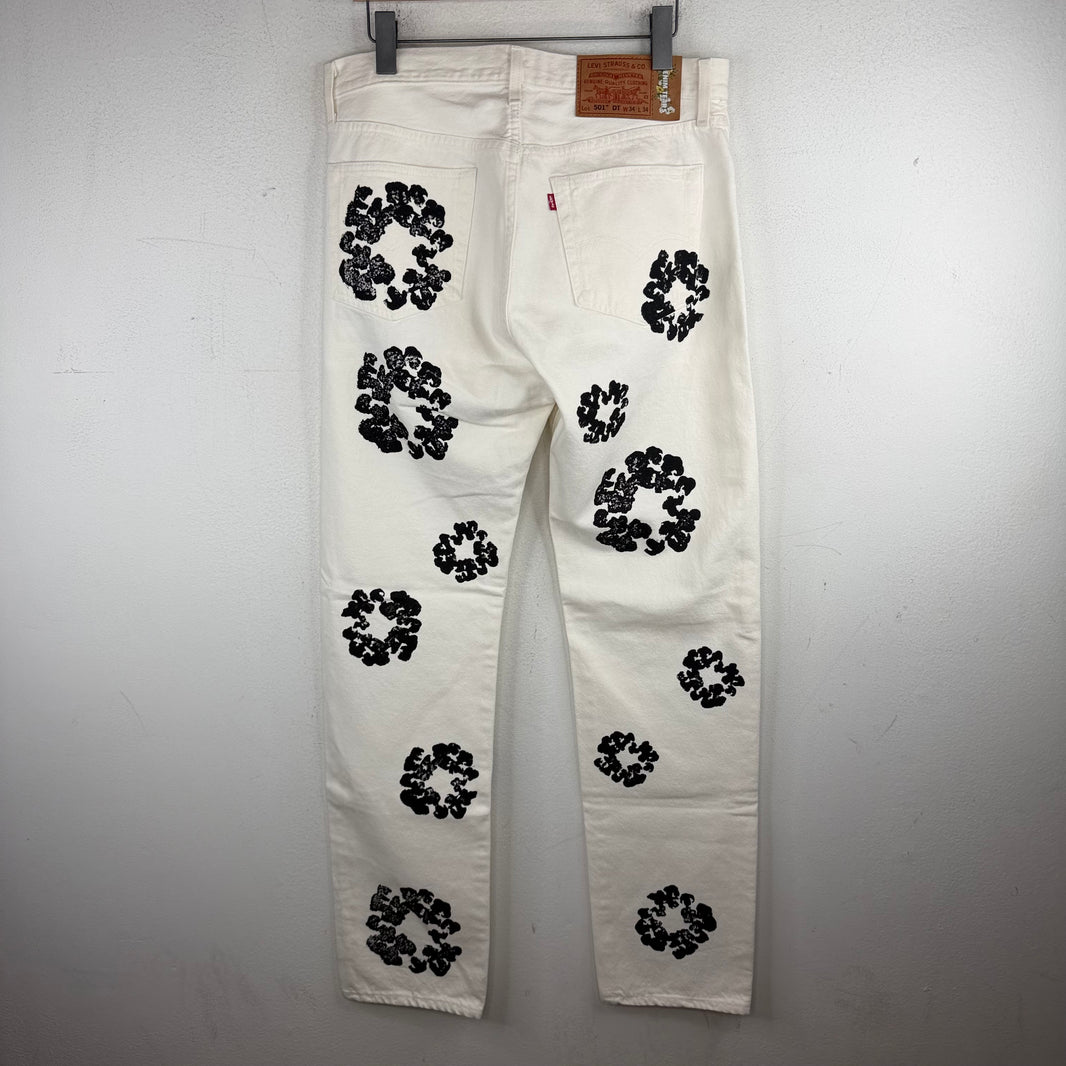 Denim Tears Levi's White Wreath 501 Jeans