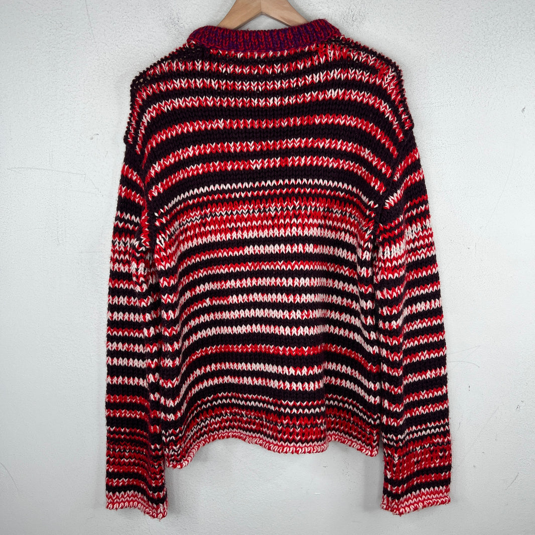 Calvin Klein 205W39NYC Red Striped Knit Sweater