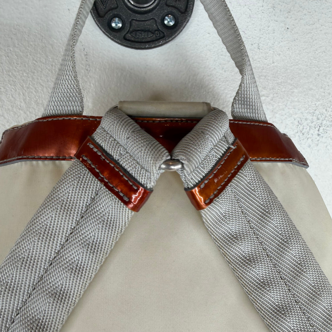 Prada Smoked Nylon White Badge Backpack
