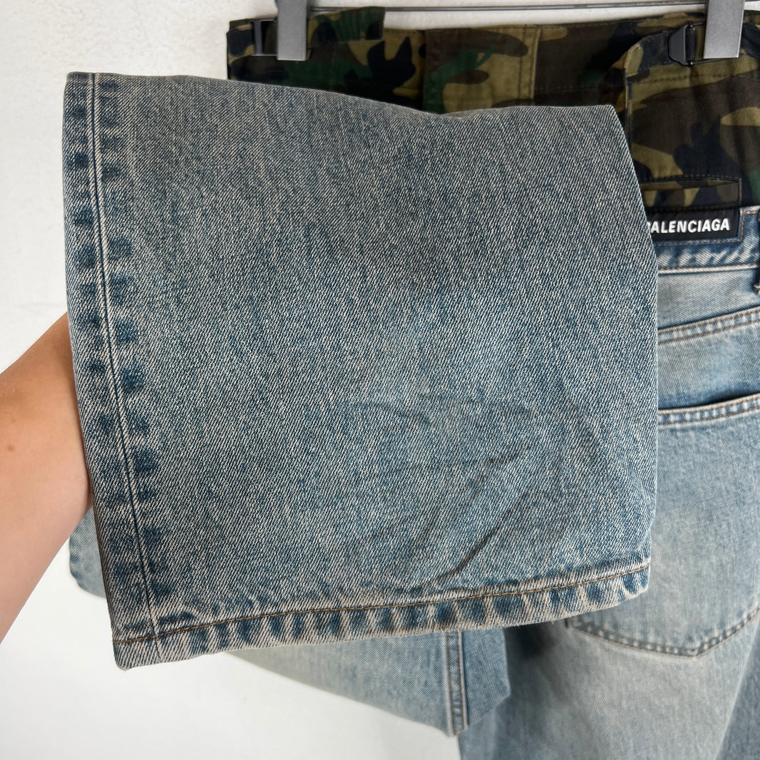 Balenciaga Camo Double Layer Denim Jeans