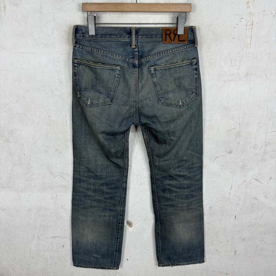 RRL Faded Medium Wash Straight Legged Jeans