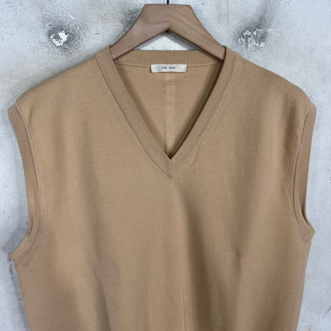 The Row Wool Tan Sweater Vest