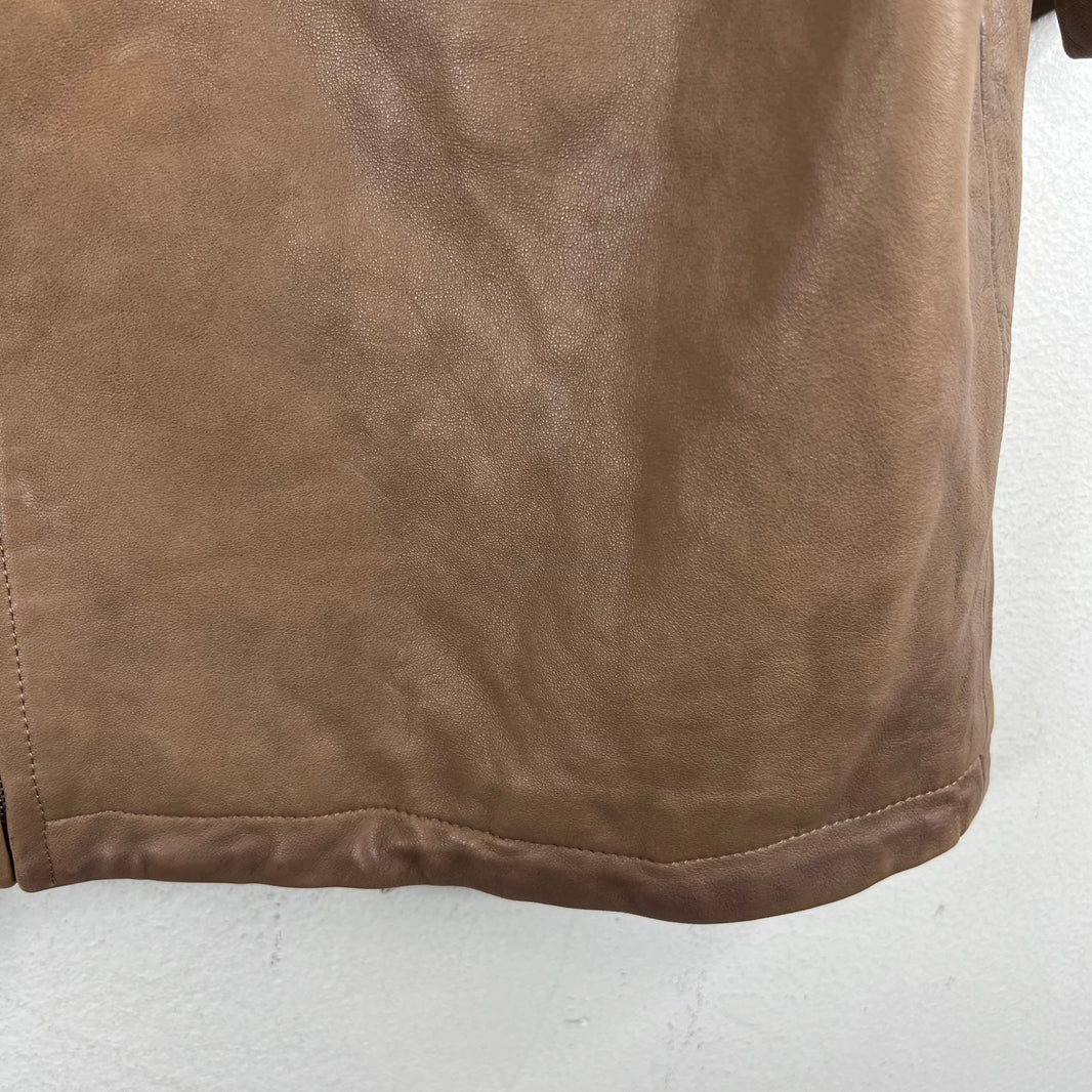 Prada Brown Nappa Lambskin Zip Shirt