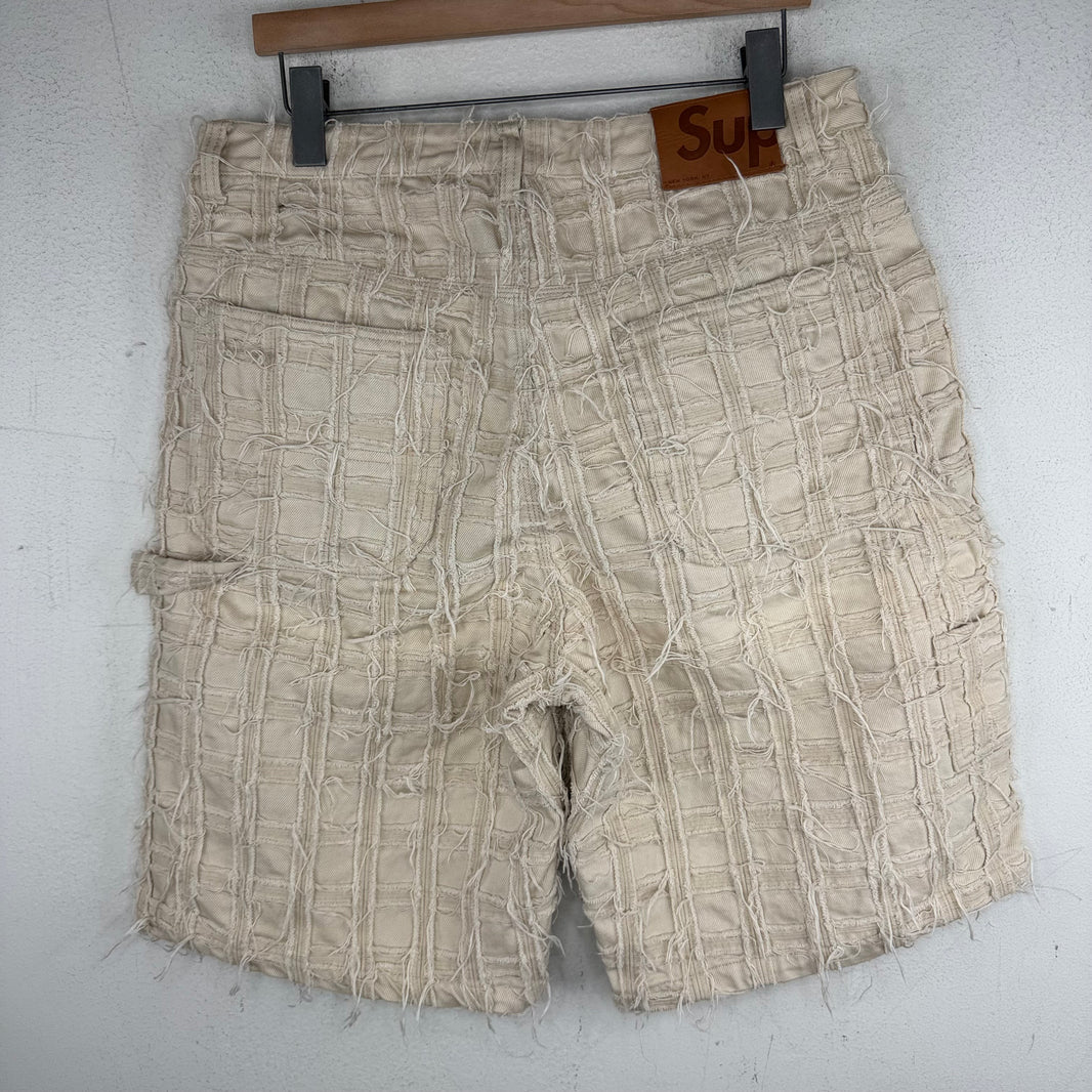 Supreme White Patchwork Jean Shorts