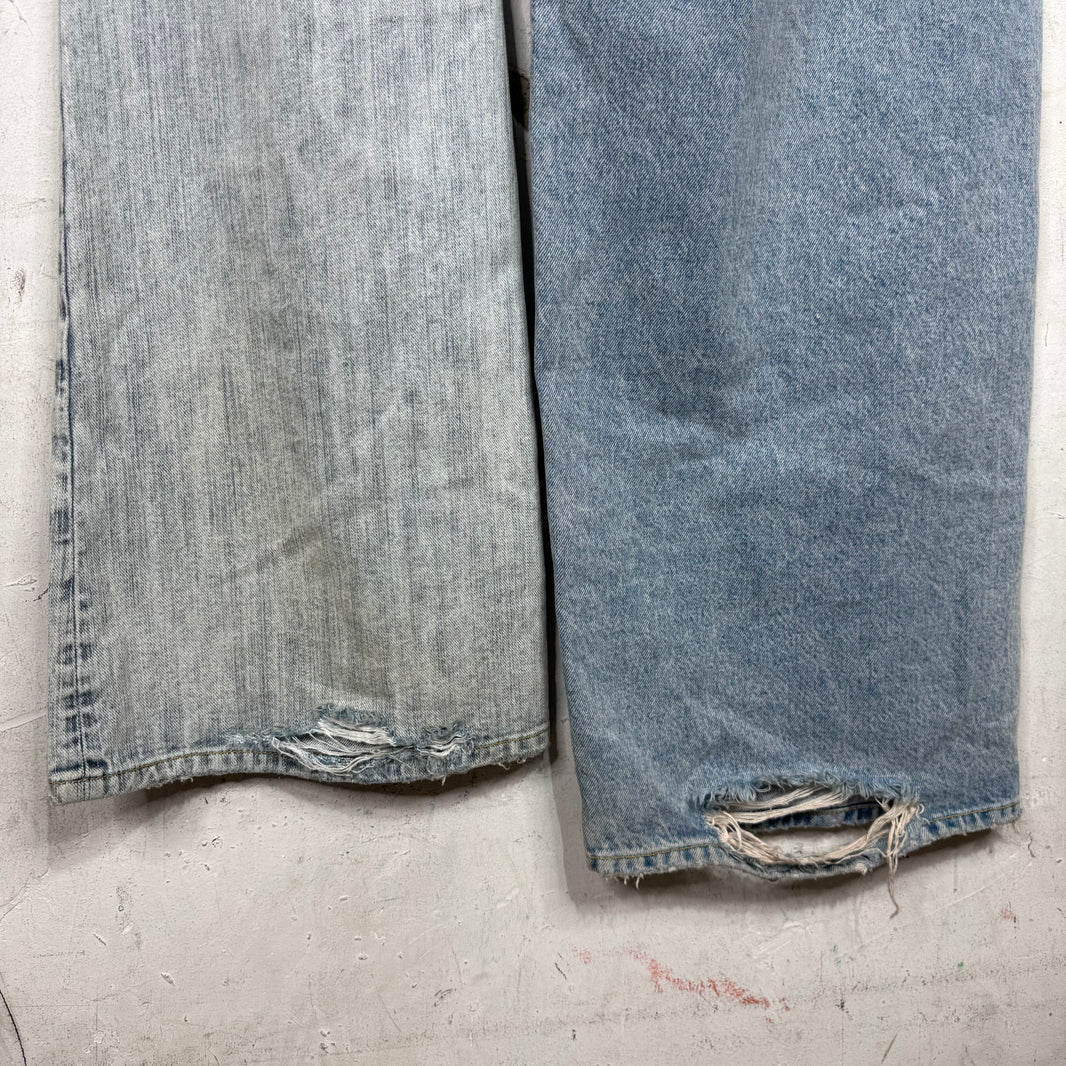 Balenciaga Light Wash Split Drawstring Jeans