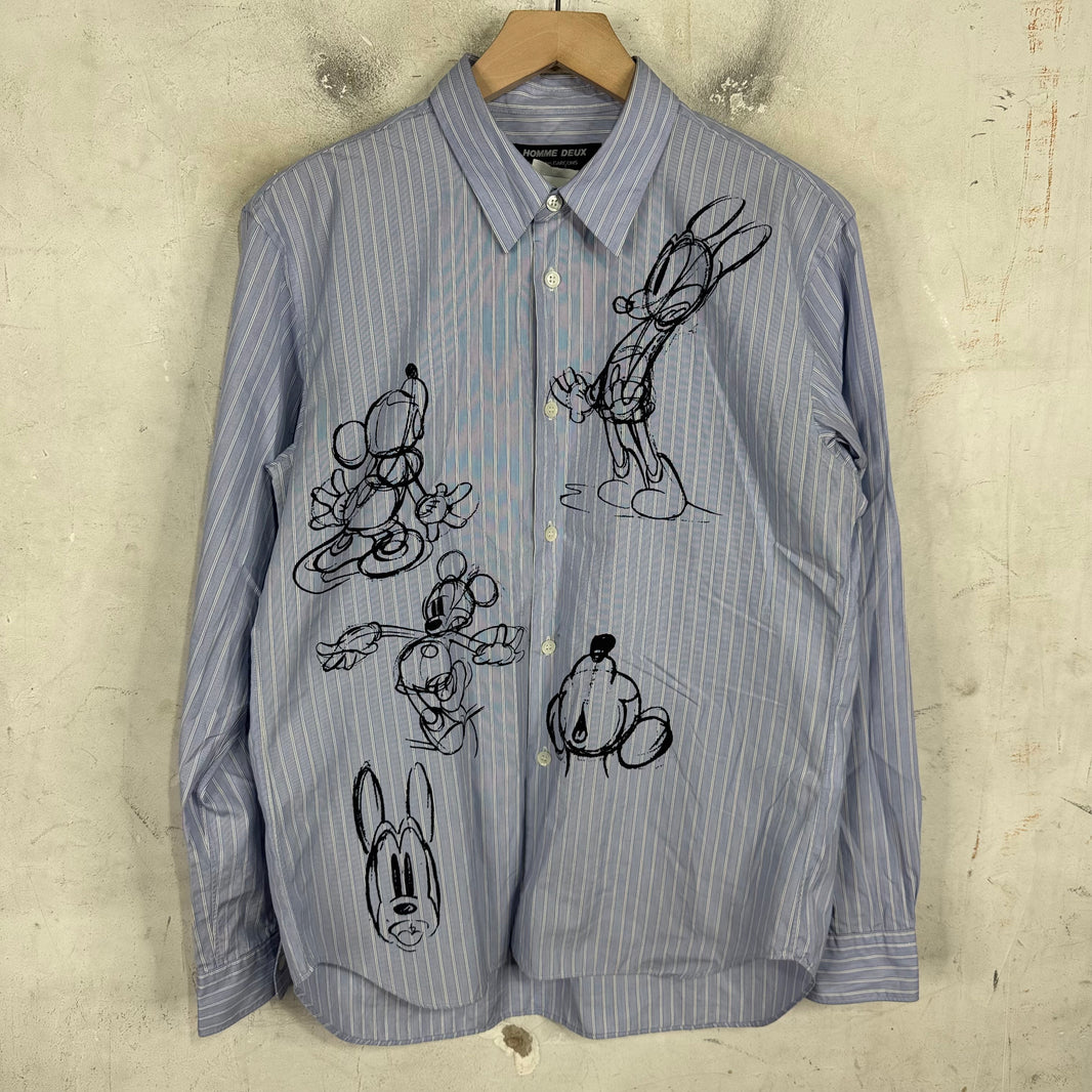 CDG Homme Deux Disney Sketch Striped Shirt