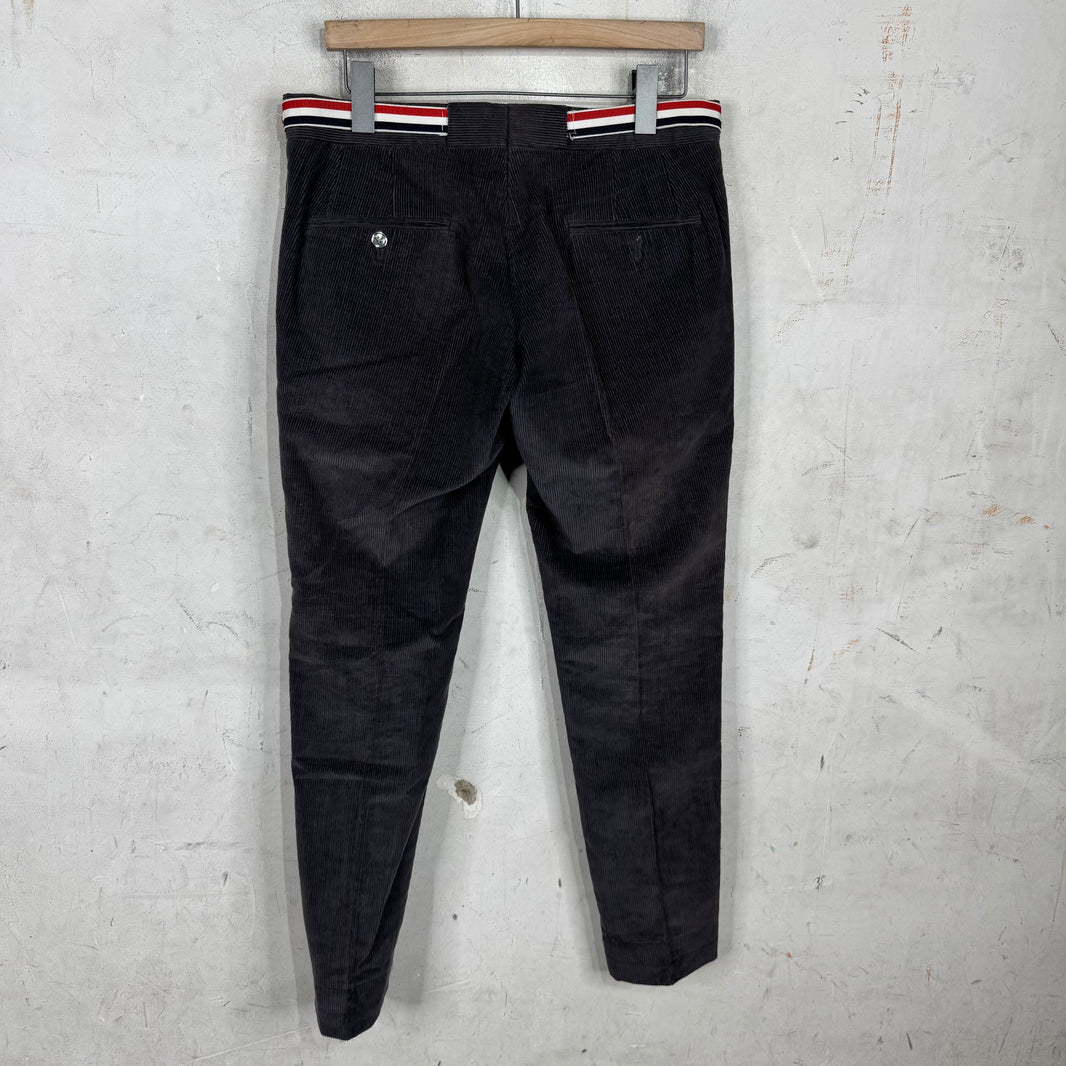 Thom Browne Dark Grey Striped Corduroy Trousers