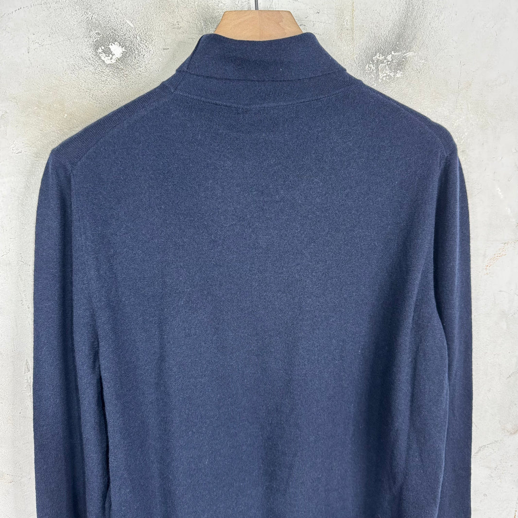 Gucci Navy Cashmere Web Turtleneck
