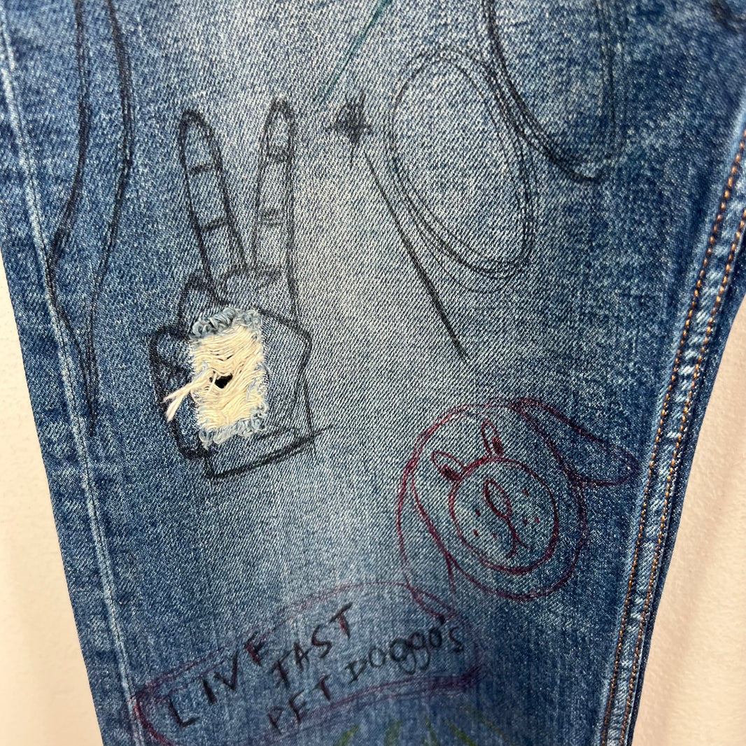 Balenciaga Dark Wash Scribble Jeans