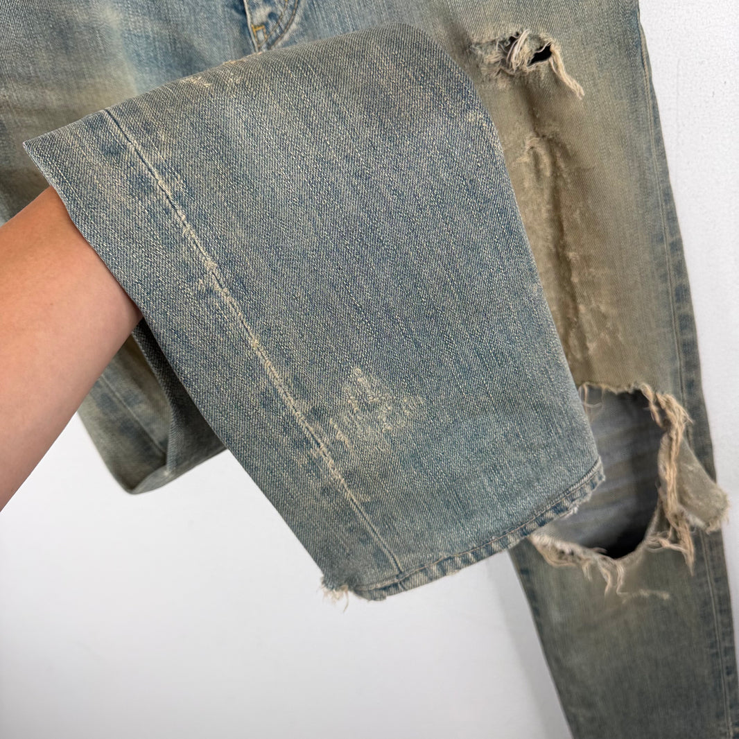 Saint Laurent D02 Washed Light Blue Distressed Jeans
