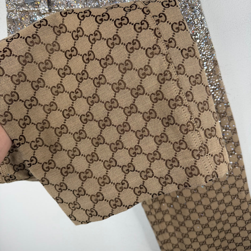 Gucci GG Monogram Crystal Embellished Carpenter Trousers