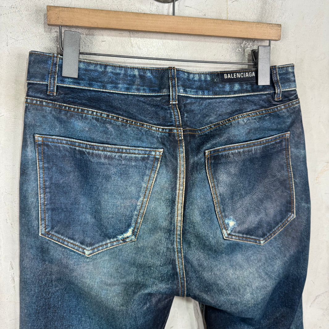 Balenciaga Tromp Denim Leather Pants